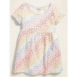 3/$30 OLD NAVY Toddler Girls 12-18 Months Valentine Rainbow Heart Print Knit Dre